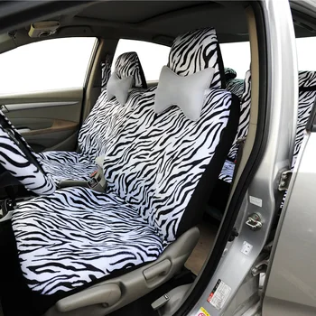AUTOYOUTH Scurt de Pluș de Lux Zebra Huse Universale se Potrivesc cele Mai multe Scaune de Masina Capac Volan Umăr Pad Alb husa Scaunului
