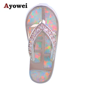 Ayowei Populare Flip flops Design Albastru Opal 925 de Argint Zircon Moda Bijuterii Colier cu Pandantive pentru Femei OPS686A