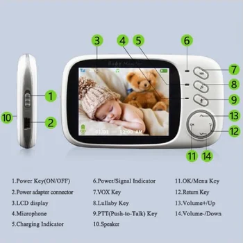 Babykam Baby Monitor baba electronice monitoare pentru copii cu 3.2 inch LCD IR viziune de Noapte 2 mod de a vorbi 8 cântece de Leagăn monitorizare a Temperaturii