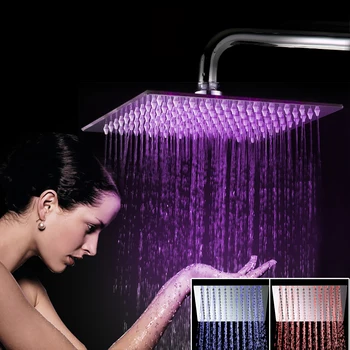 Baie cap de duș de Lux, Crom Alamă Piața LED Duș cu efect de Ploaie cu Capul Sus Peste Pulverizator Pentru Duș 8