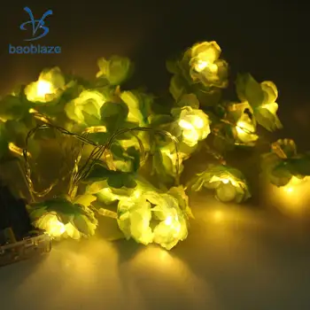 Baoblaze de Economisire a Energiei LED Verde/Bej Flori Șir Lumina Petrecere Benzi Lampa de Crăciun Dormitor Grădină Copac Patio Decor Alb Cald