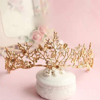 Baroc coroana de frunze de aur tairas libelula par mireasa, accesorii de Mireasa Printesa coroane frizură femei ornamente cadou