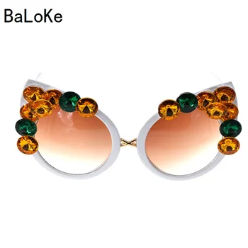 Baroc Stras ochelari de Soare Femei Ochi de Pisica Femei Ochelari de Soare pentru Femei de Lux, Design Negru Cazul Gratuite Supradimensionate Nuante 2018