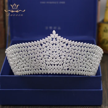 Bavoen Calitate de Top Clar 4A Zircon Mirese Supradimensionat Tiara Coroana de Mireasă Bentițe de Nunta Accesorii de Par