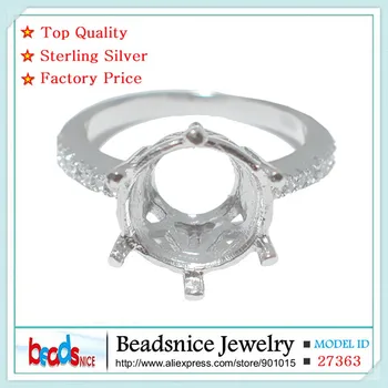Beadsnice ID27363 pur argint 925 semi mount inel setări inele rotunde pentru femei elegante, lucrate manual de design de înaltă calitate