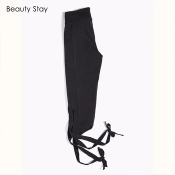 BeautyStay Negru Balerina Pantaloni 2017 Femei Treacă Linia De Bumbac Casual, Talie Mare Pantaloni Sexy Dans Balet Decupate Sexy Leggins