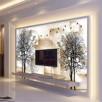 Beibehang 3d Personalizat de hârtie de perete alb și negru copac de spirit 3d fresca canapea camera de zi dormitor studiu TV de perete de fundal