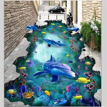 Beibehang Personalizat podele 3d mari de trei-dimensional lume subacvatică delfinii broasca 3D tridimensional de vopsire pardoseli