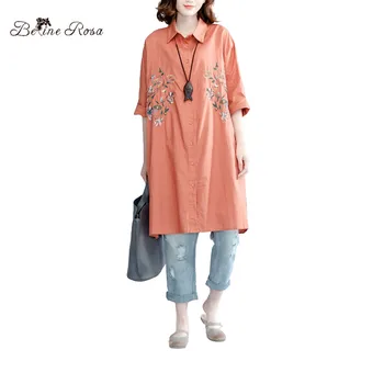 BelineRosa Femei, Plus Dimensiune Bluza de Moda Broderie Floare de Bumbac Lenjerie de Cauzalitate Bluze Largi DM000015