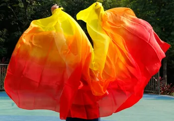 Belly dance reale Matase, Voaluri Populare Gradient de Mătase de culoare de Mână Eșarfă Șaluri pentru Dans SAU Scena 2 dimensiuni