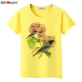 BGtomato flori Frumoase tricouri Fierbinte de vânzare de brand nou topuri cu maneci scurte culoare solidă tricouri casual femei frumoase tees