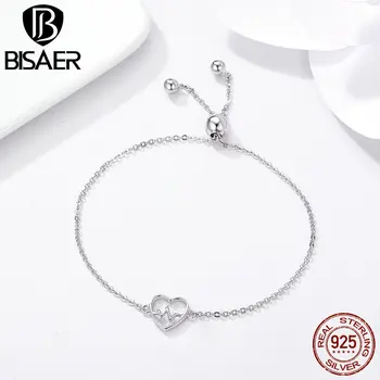 BISAER Argint 925 ECG De Dragoste pentru Totdeauna Inima Strand Bratari & Brățări pentru Femei Bijuterii de Argint Sterlină Pulseira