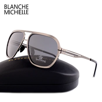 Blanche Michelle 2018 Moda de Înaltă Calitate Polarizat ochelari de soare Barbati UV400 Pilot de ochelari de soare din Oțel Inoxidabil Ochelari de Soare Cu Cutie