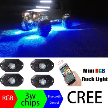Bluetooth 4 Păstăi de LED-uri RGB Rock Lumini Offroad Mini Rock Sub Vehicul Culoare LED-uri Lumini Decora Lampa pentru ATV, UTV JEEP a Mea Barca