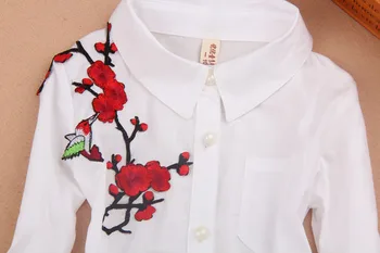 Bluze Albe Pentru Fete Pentru Copii Haine Cu Maneci Lungi Florale Tricouri Pentru Elevii De Școală Tricouri Copii Mici Topuri Haine De Adolescente