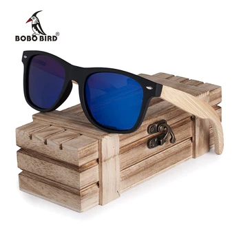 BOBO PASĂRE 2017 Nou Cadouri pentru Bărbați ochelari de Soare Bambus Picioare Lentile Polarizate Cool Ochelari de Soare Cu Lemn Cutii de Cadouri pentru Prieteni CG004