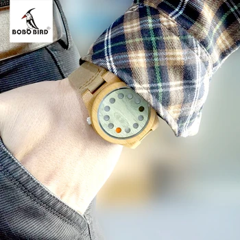 BOBO PASĂRE Noul Design Fashion Mens Lemn de Ceasuri de Afaceri din Lemn de Bambus Ceasuri de mana Casual Ceas Relojes Hombre C-A03