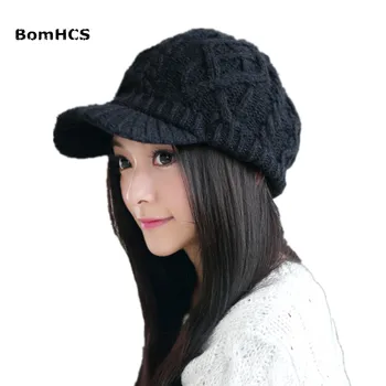 BomHCS Femei Bereta de Iarna Gros Cald Pură Manual Pălărie Capace
