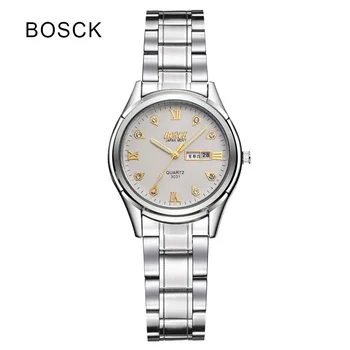 BOSCK 2017 New Sosire Bărbați modelului Watche Clasic Retro Oțel Barbati Calendar Dublu Impermeabil Luminos Cuarț Ceasuri