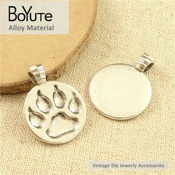BoYuTe (40 Piese/Lot) 21*28 MM Placate cu Argint Antic Metal Labă de Urs de Imprimare Farmece Pandantiv Bijuterii pe care le găsim pentru a Face Bijuterii