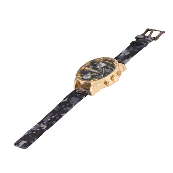 Brand de lux Ceasuri Barbati Ceas de Aur Cazul Curea de Camuflaj Dual Time Zone Militare pentru Bărbați Ceasuri Sport Reloj Hombre Noi