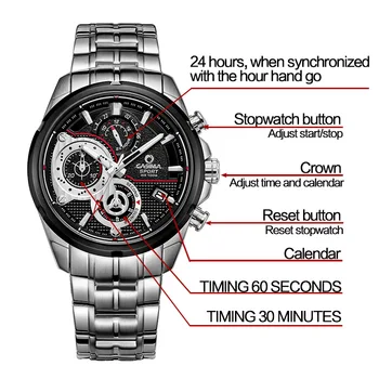 Brand de lux Sport Barbati ceas quartz cronometru casual farmec relogio masculino Luminoase rezistent la apa 100m CASIMA #8303