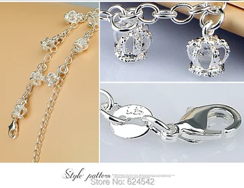 Bratari de argint picior ornament ,noul brand solid veritabil 925 sterling silver moda brățară pentru femei,coroana brățara pentru fete