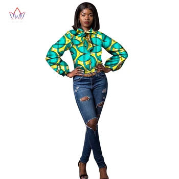 BRW 2017 Noi care Sosesc din Africa Ceara Print Camasa pentru Femei Dashiki Casual Mâneci Lungi Bluza Eleganta din Africa de Îmbrăcăminte WY1309