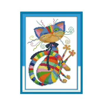 Bucuria duminică de dimensiuni Mici cat desene animate pline de culoare DIY manual cross stitch kit de acasă de cusut accesorii pisica imagine