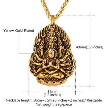 Budism, Budist bijuterii buddha pandantiv cu lanț din oțel inoxidabil de antichități religioase colier P2474G