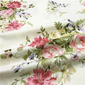 Bumbac diagonal elegant bej mare de flori roz floral tesatura pentru DIY lenjerie de pat îmbrăcăminte de vară rochie de quilting decor textil