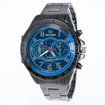 Bărbați cuarț ceas Original GERIDUN marca steel mens watch multifuncțional ceas de moda pentru bărbați Blue Ray Sticlă de Cuarț Ceasuri Analogice