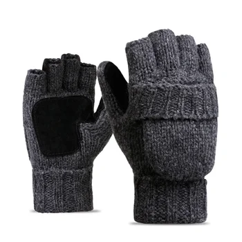 Bărbați Mănuși De Degete De Sex Masculin Lână Cald Iarna Expuse Deget Mănuși Cu Un Deget Tricotate Cald Flip Jumătate Degetul Mănuși De Înaltă Calitate D-Z07