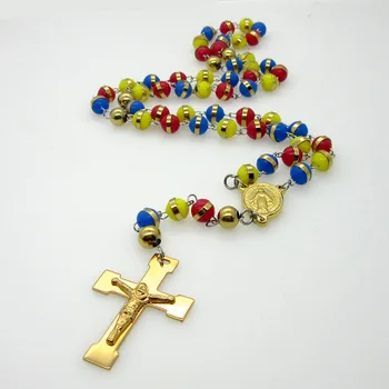 Bărbați Rozariul Coliere Pandantive Bijuterii Margele Multicolore Farmece din Oțel Inoxidabil Isus Cruce Colier Pentru Femei