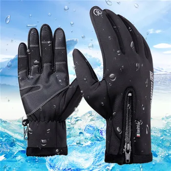 Bărbați și Femei Exterior rezistent la apa vînt Fleece Căptușit 5 degete Manusi Termice Pentru Touch Screen Pentru Ciclism, Alpinism, Schi