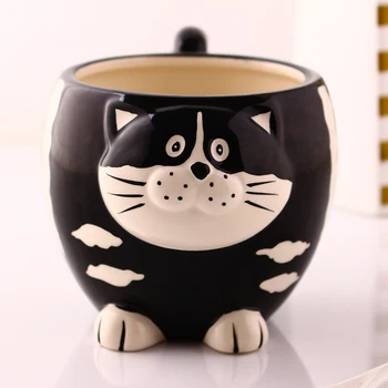 Cafea ceai, cani ceramice 3D de Desene animate pisica bufnita lapte cana decor acasă ambarcațiuni sala de nunta decor portelan figurina animal Mare cupa