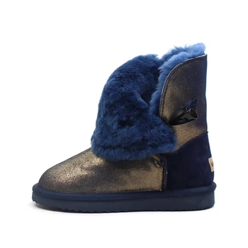 Calitate De Top De Moda Noua Rezistent La Apa Pentru Femei Cizme De Zăpadă Din Piele De Iarna Blana Naturala Botas Mujer Cald Real Lână Pantofi