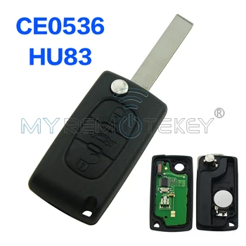 CE0536 Modele de Flip-Telecomanda Cheie Auto 3 butoane 434mhz HU83 pentru Citroen C3 C4 C5 Cip Electronic La Bord Remtekey