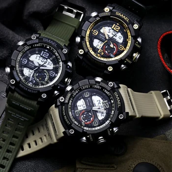 Ceasuri Sport Militare Dual Disp Bărbați LED-uri Ceasuri Quartz Cadran Rotund Mare Ceas Digital Scala Analog Ceas de mână Relogio Masculino