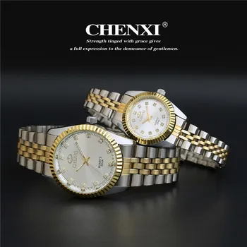 Cel mai bun Cuplu Nou CHENXI Bandă de Oțel cuarț ceas pentru bărbați și femei ceasuri iubitorii de moda ceasuri Femei rochie ceas transport gratuit