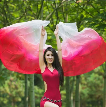 Cele mai noi Femeile Bellydance Gradient de Mătase de Culoare Belly Dance Voaluri Mână Arunca Eșarfă Șal Dansatoare Accesoriu 260*114cm Sj001