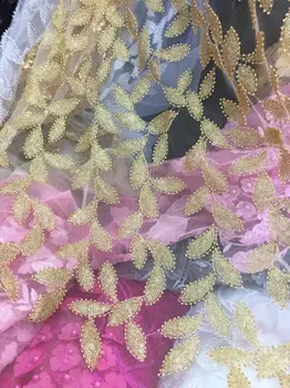 Cele mai recente Stil Margele paiete Moda Africană Dantela Tesatura 3D Tul Africa franceză Dantela Tesatura de Înaltă Calitate pentru rochie de mireasa