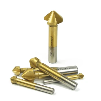 Chamfer Biți Countersink HSS 90 de Grade Lemn Șanfrenare Cutter 6pc/set din Oțel de Mare Viteză End Mill-Cutter Bit 6-19mm Strat de Titan