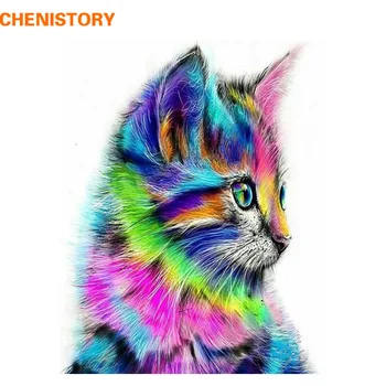 CHENISTORY Colorat Pisica Animale de BRICOLAJ, Pictura De Numere Kituri Acrilica de Perete Moderne de Artă Pictate manual Pentru Cadou Unic 40x50