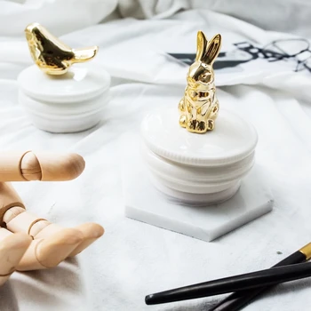 Cifrele Ins aur Nordic iepure și de pasăre ceramice Statuie Figurina Miniture animal Home decor depozitare sticle borcan ghiveci Decor de masă