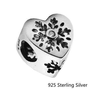 CKK Autentic 925 de Bijuterii de Argint Fulg de nea Inima Original de Moda Farmecul Margele se Potrivește Fandola Bratari