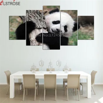 CLSTROSE Unframe Home Decor Perete Living Poze 5 Panoul de Animale Drăguț Panda Arta Pictura Modular HD Imprimate Panza Poster