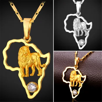 Collare Africane Bijuterii Harta Coliere & Pandantive De Aur/Argint De Culoare Zirconiu En-Gros Animal Colier Femei Bărbați Bijuterii P051