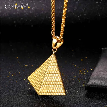 Collare Piramidele Egiptene Pandantiv Barbati Otel Inoxidabil 316L Culoare de Aur Colier Femei Amuleta de Epocă Egipt Bijuterii P996