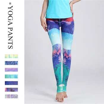 Colorat seria Yoga Jambiere Talie Mare de Imprimare Respira iute Uscat Pilates Funcționare Sport Ciorapi Jambiere Pantaloni Sport Pantaloni de Yoga